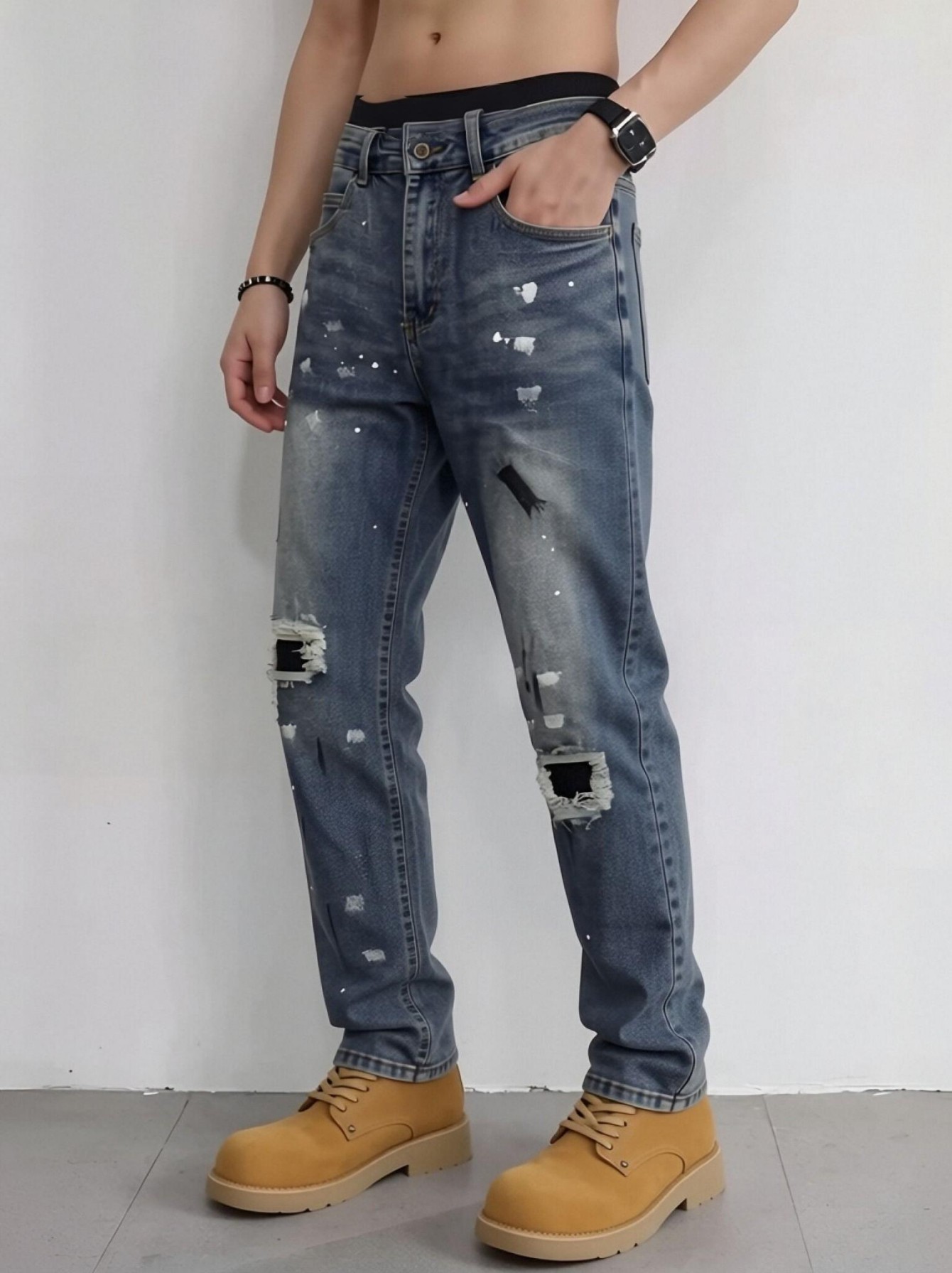 Streetwear Brand Tags - 【HME】Jeans pour hommes | Pantalon en